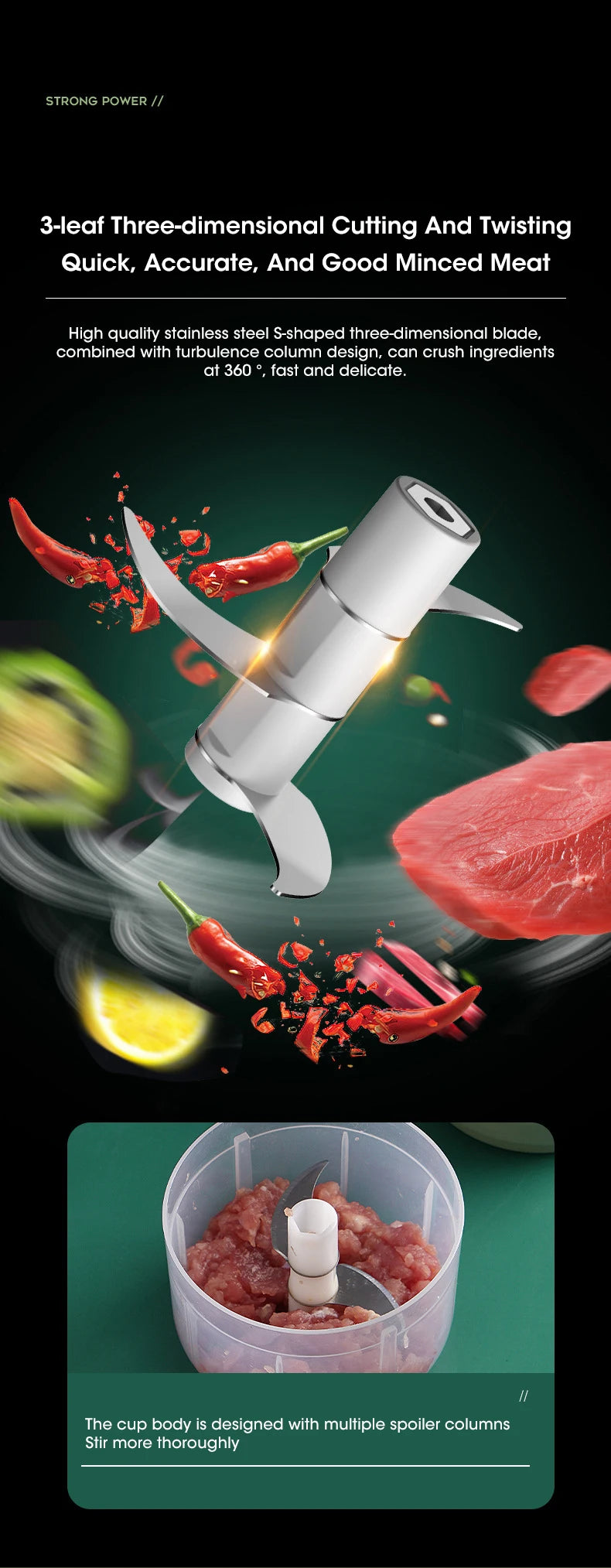 Tritatutto Elettrico Portatile Multifunzione Per Verdure E Carne Con Ricarica Usb 5W
