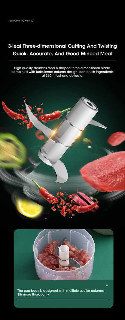 Tritatutto Elettrico Portatile Multifunzione Per Verdure E Carne Con Ricarica Usb 5W