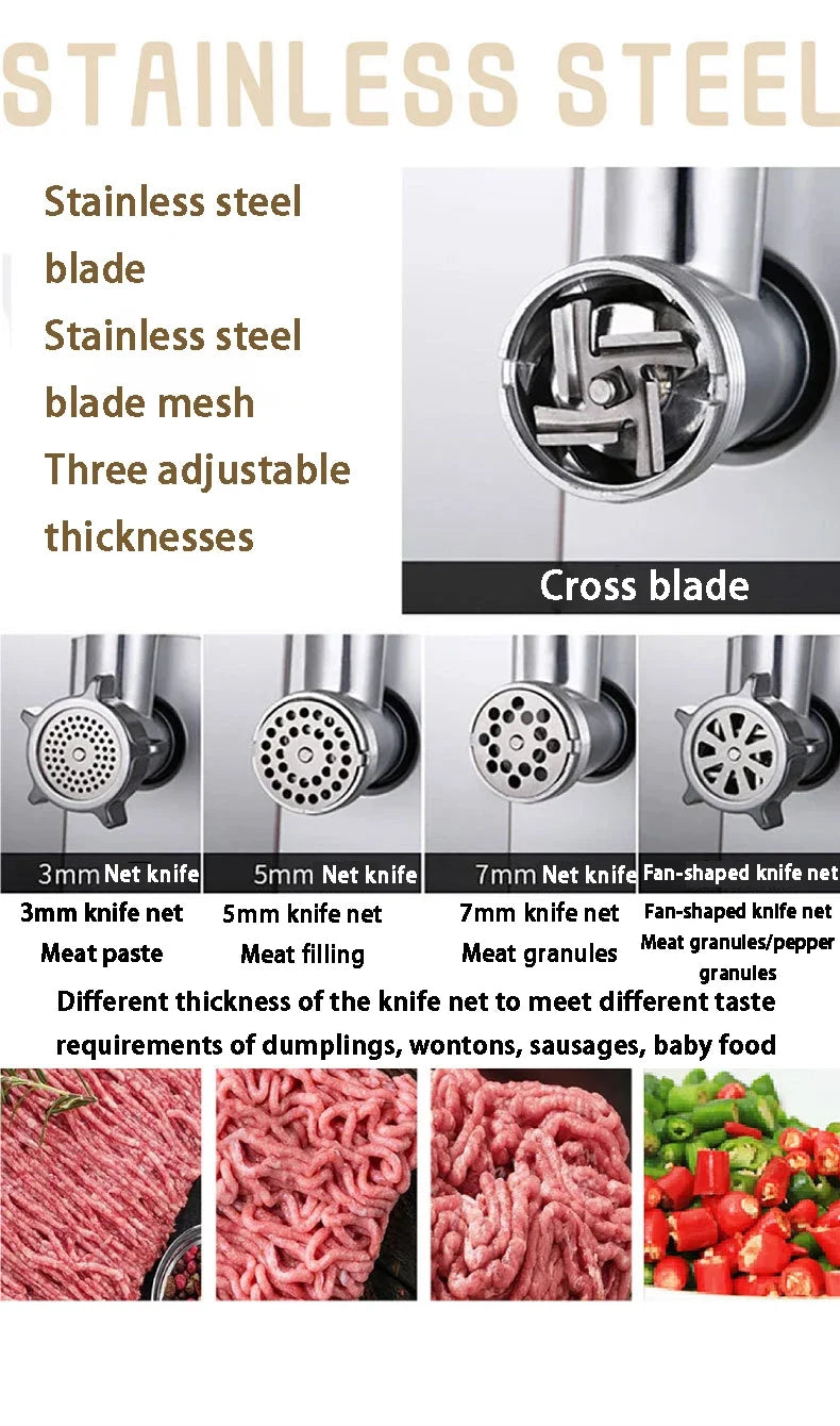 Tritacarne Elettrico 800W Professionale E Robot Da Cucina Multifunzione Processore Alimentare Per Tritare E Preparare Cibi