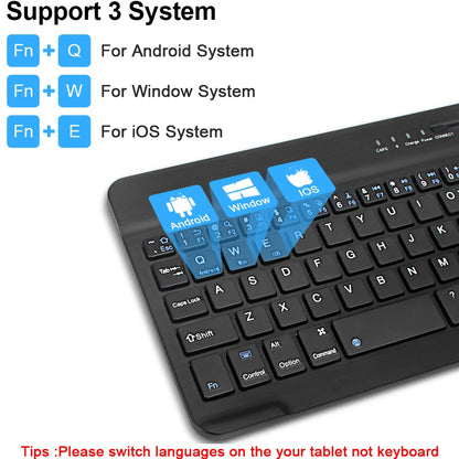 Tastiera Wireless Mini Bluetooth Per Laptop Tablet Smartphone Ricaricabile Compatibile Android iOS Windows
