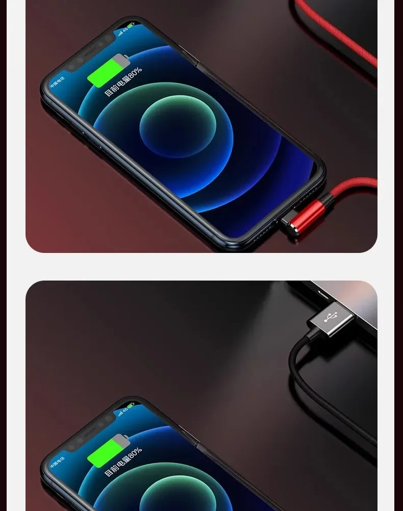 Cavo Di Ricarica Rapido A 90 Gradi Per iPhone 14 13 12 11 X XR 8 7 6s Plus Lightning USB Dati Treccia Durata