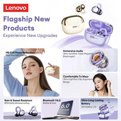 Lenovo LE302 Auricolari Bluetooth 6.0 Con Cancellazione Del Rumore, Lunga Durata Batteria, Microfono E Siri
