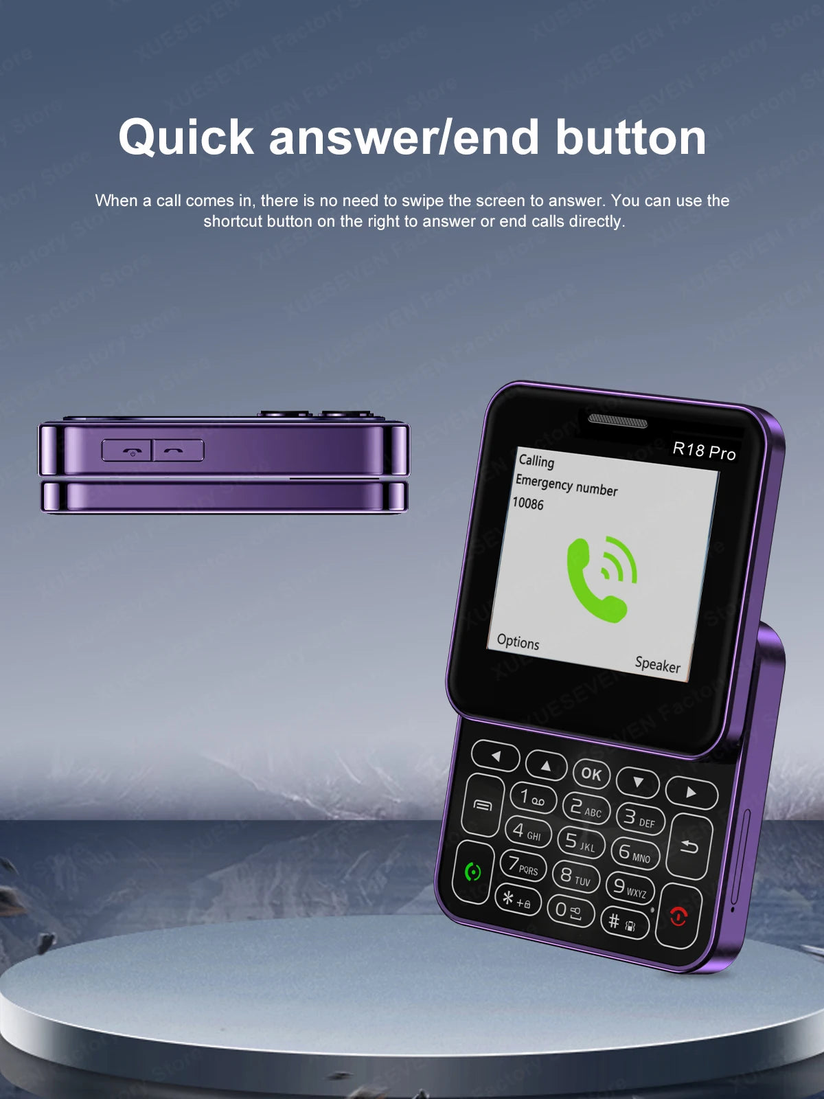 Telefono Mini Dual Sim Con Schermo Rotante Da 2,4 Pollici Slider Torcia E Funzione Blocco Contatti