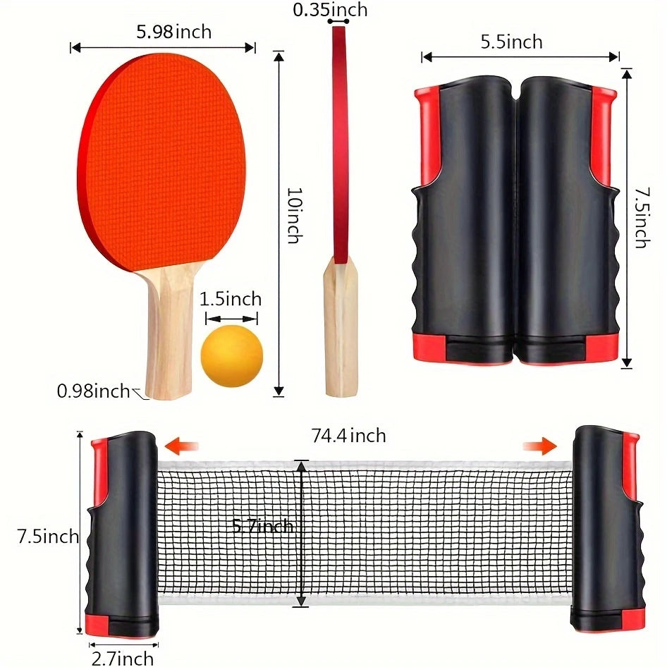 Set Da Ping Pong Portatile Con Rete Retrattile E Borsa Per Il Trasporto Quaranta Palline Per Interni Ed Esterni