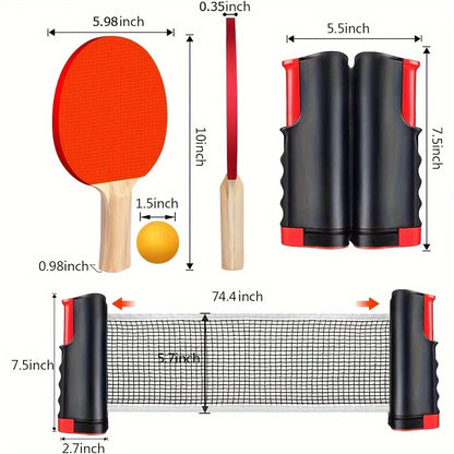 Set Da Ping Pong Portatile Con Rete Retrattile E Borsa Per Il Trasporto Quaranta Palline Per Interni Ed Esterni