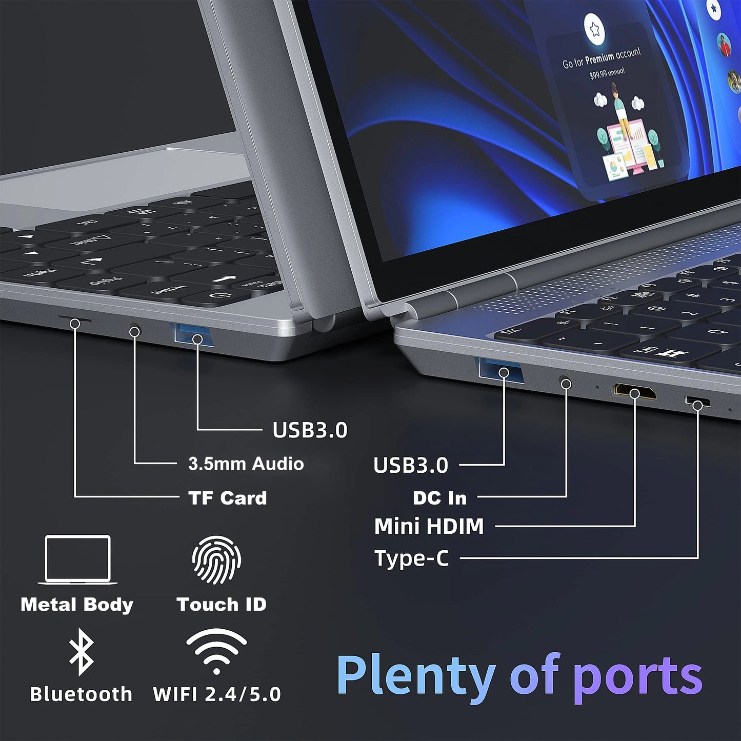 Laptop 14 Pollici Touch Screen 4 In 1 Con Windows 11 Celeron N95 16GB RAM Notebook Per Studenti