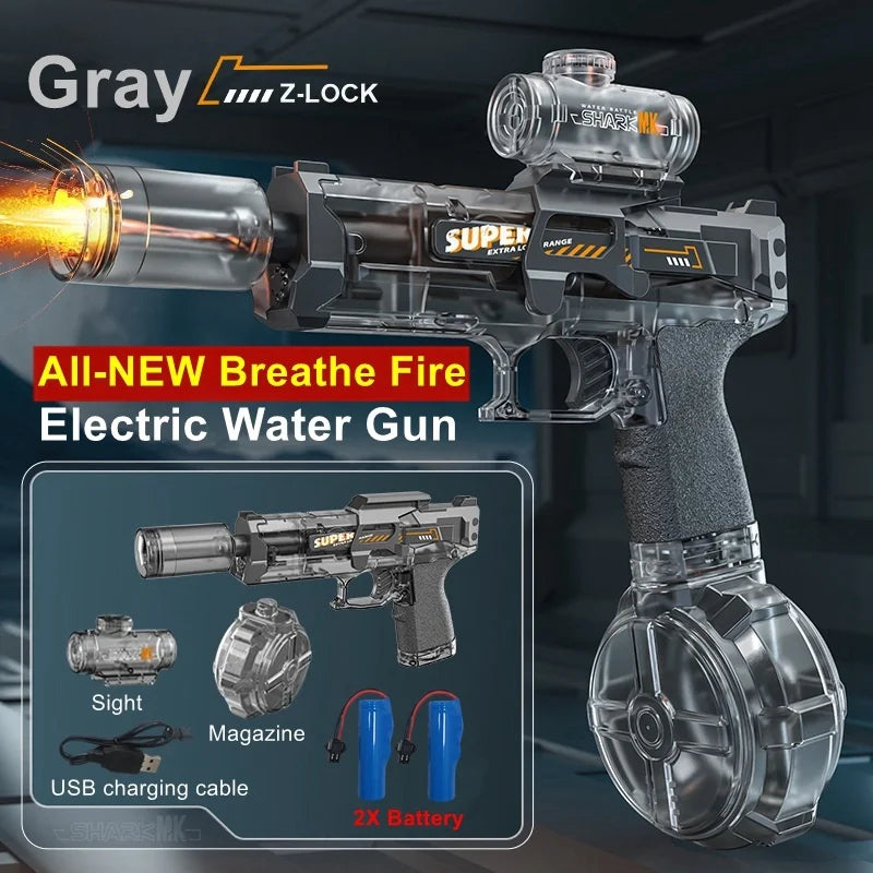 Pistola Ad Acqua Elettrica Con Effetto Fiamma E Luce Led Per Spiaggia E Piscina Estiva
