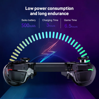 LinYuvo KS40 Gamepad wireless trasparente per Switch/OLED con LED a 8 colori, funzione Turbo. Joystick controller per Switch Lite