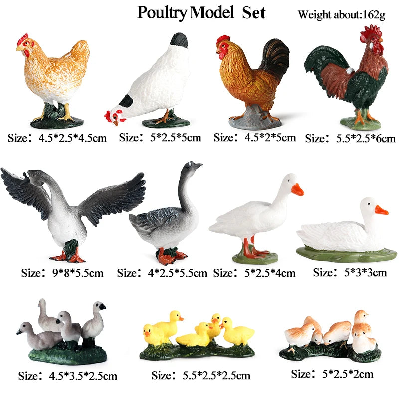 Oenux Farm House Modello Action Figures Agricoltore Moto Mucca Gallina Maiale Animali Set Figurine in miniatura PVC Simpatico giocattolo educativo per bambini