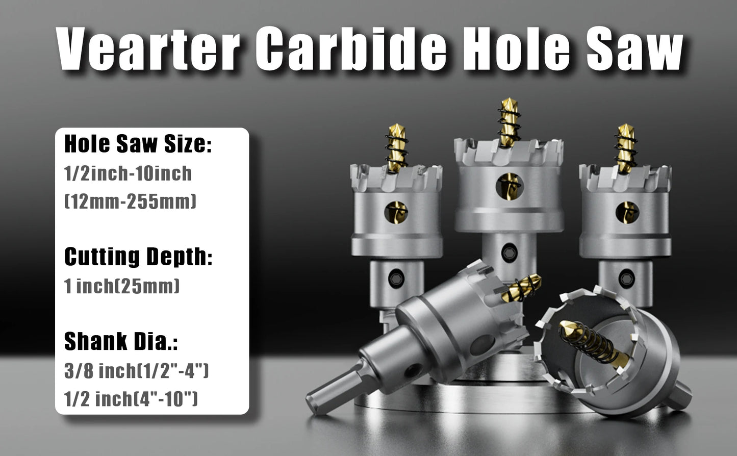 Punta Sega a Tazza in Carburo Cementato 12-300mm Forare Metalli Acciaio Inossidabile Ferro Pvc