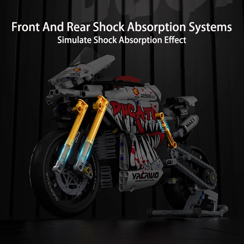 Set Blocchi Moto V4s Racing Con Supporto Esposizione Gioco STEM Per Adulti E Bambini Regalo Unisex