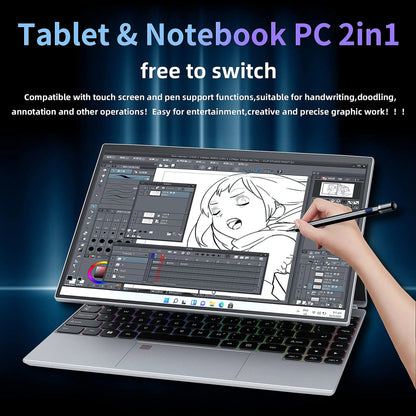 Laptop 14 Pollici Touch Screen 4 In 1 Con Windows 11 Celeron N95 16GB RAM Notebook Per Studenti