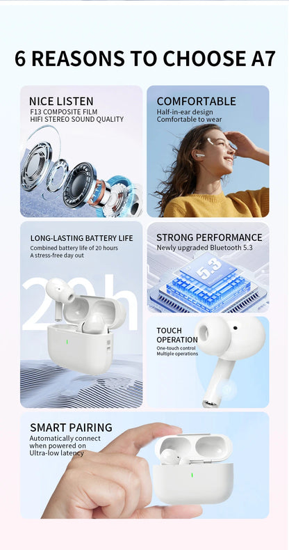 Auricolari Bluetooth Senza Fili Air Pro 2025 TWS HiFi Impermeabili Con Microfono E Supporto Siri
