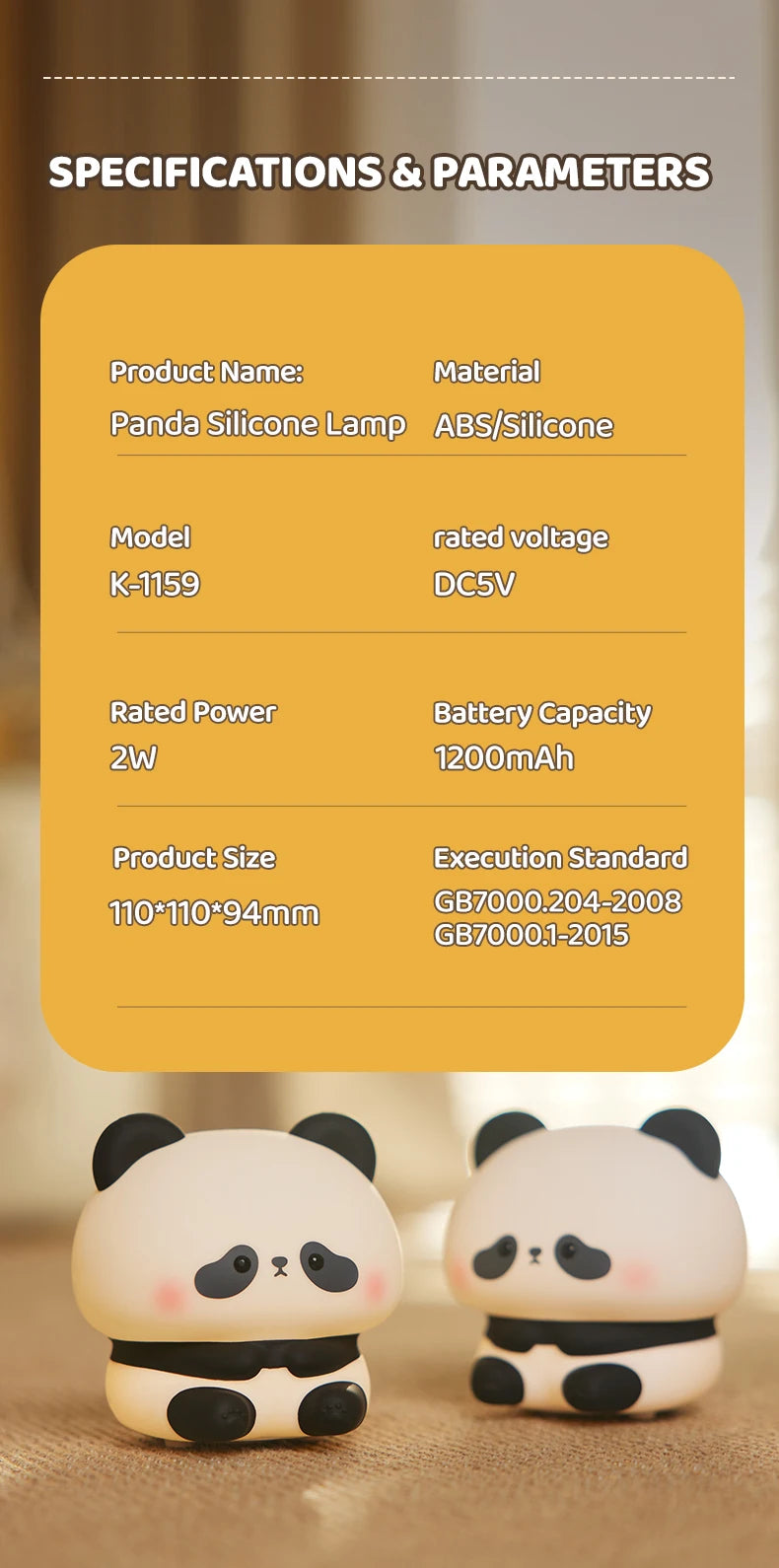 Luce Notturna Panda Led Con Touch Usb Ricaricabile Per Cameretta Decorazione Per Bambini