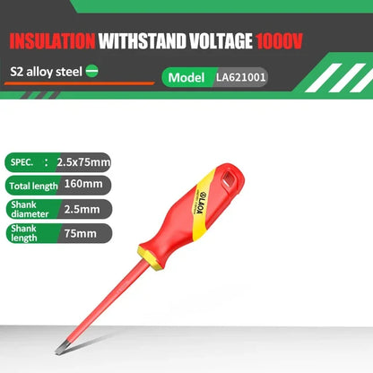 Cacciavite Isolato VDE LaOA Magnetico Impugnatura Ergonomica Testa Piatta e Incrociata 2,5x75-6,5x150