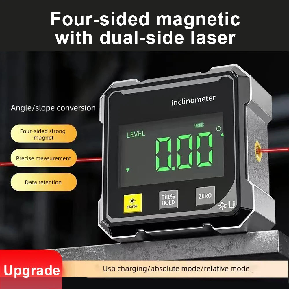 Goniometro Digitale Magnetico Con Inclinometro Laser E Livella Elettronica Per Misurazione Pendenza