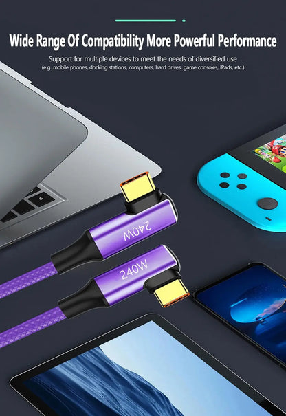 Cavo Usb C A Usb C Ricarica Veloce 240W 6A Compatibile Con iPhone 15 Pro Max Samsung S24 S23 S22 Xiaomi MacBook