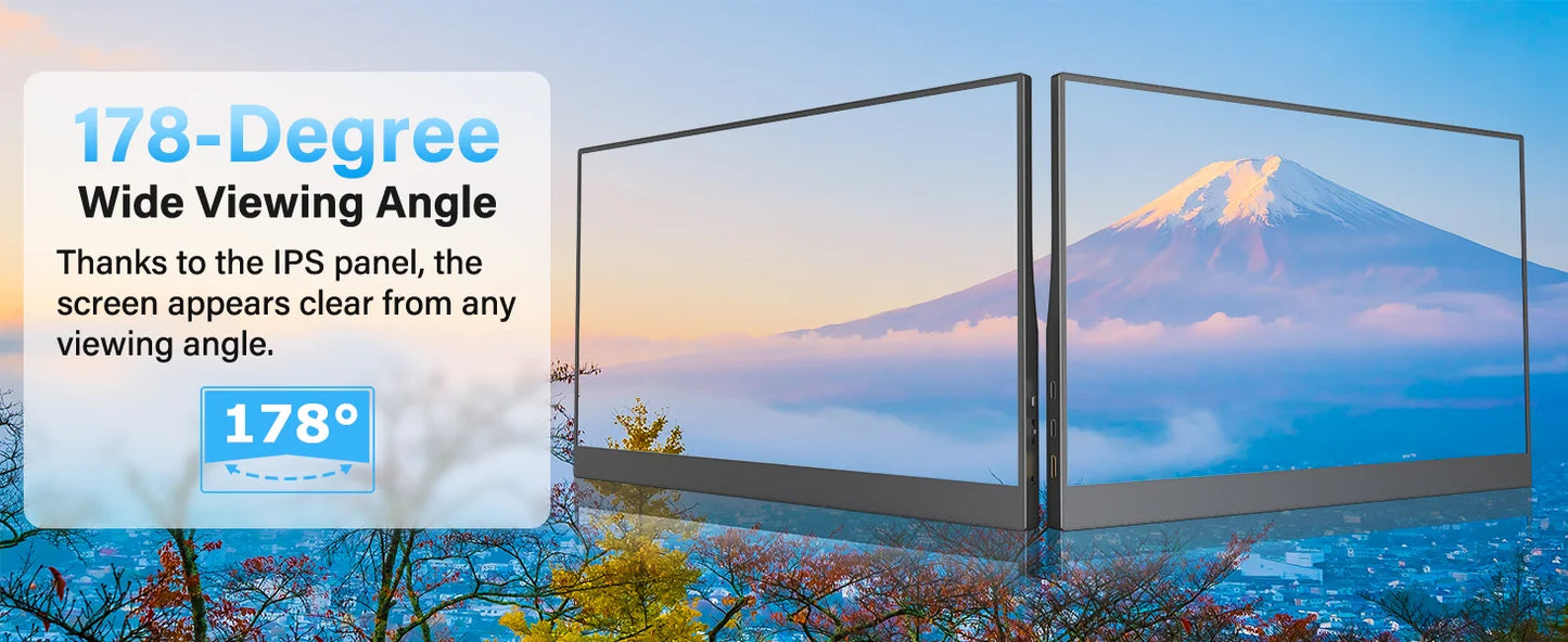 Monitor Portatile 15,6 Pollici FHD IPS 1920x1080 con USB C e Mini HDMI, Vesa, Display Esterno