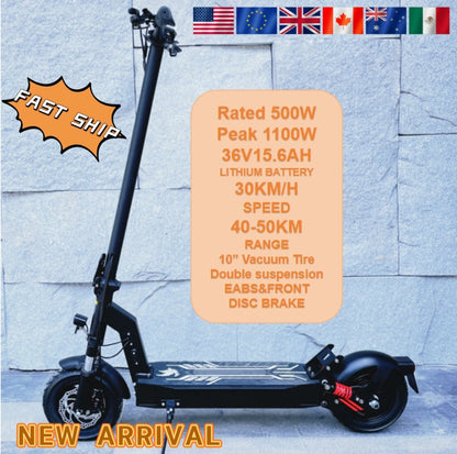 Scooter Elettrico Fat Tire Offroad 500W Freno A Disco Pieghevole Autonomia 40-60 Km 48V 36V 13Ah