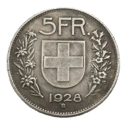 Monete D'Argento Svizzera 5 Franchi 1928 B Collezione Medaglie Regali Di Natale Esclusive