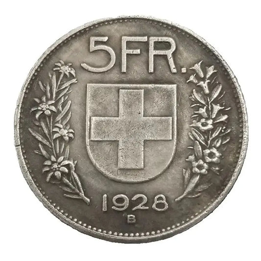 Monete D'Argento Svizzera 5 Franchi 1928 B Collezione Medaglie Regali Di Natale Esclusive