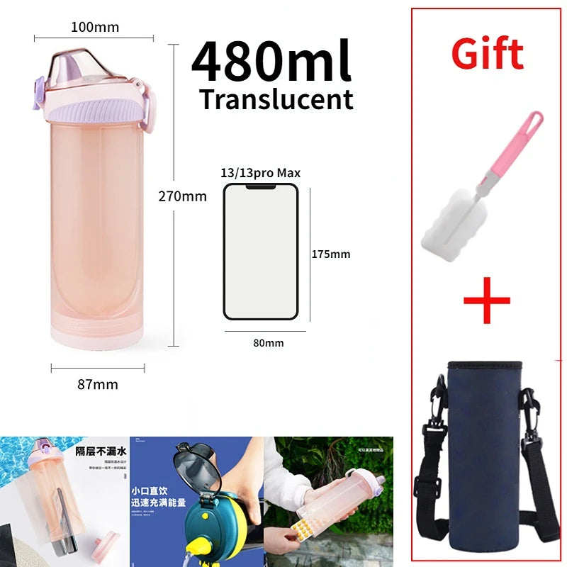 Bottiglia Con Scomparto Segreto Capacità Oltre 501 Ml In Plastica Alimentare Ecologica Resistente Al Congelatore