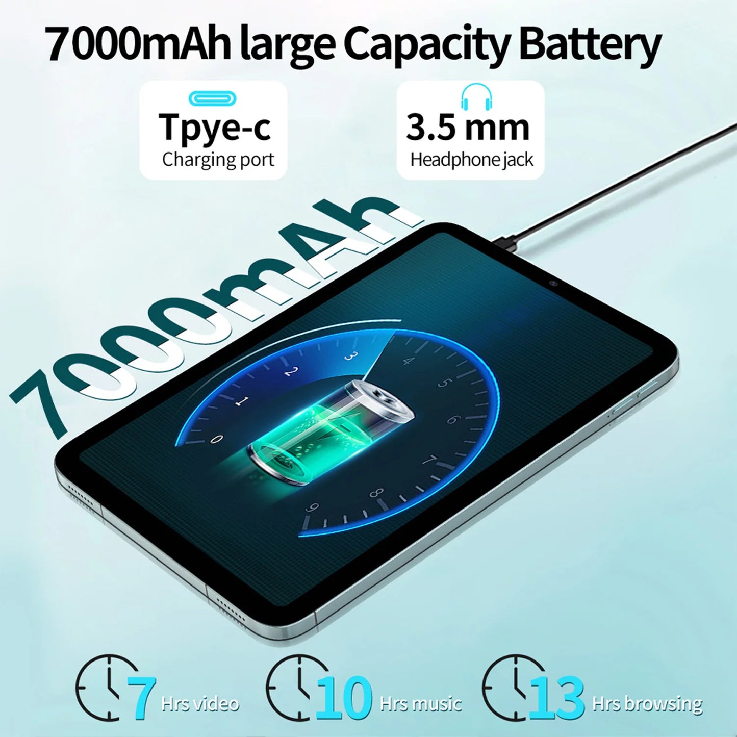 Tablet 10.1 Pollici 12GB Ram 128GB Octa Core 7000mAh Android 14 Google Play Chiamate 4G LTE Versione Globale