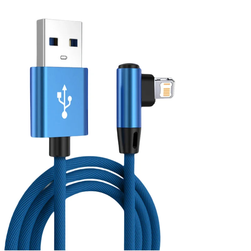 Cavo Di Ricarica Rapido A 90 Gradi Per iPhone 14 13 12 11 X XR 8 7 6s Plus Lightning USB Dati Treccia Durata