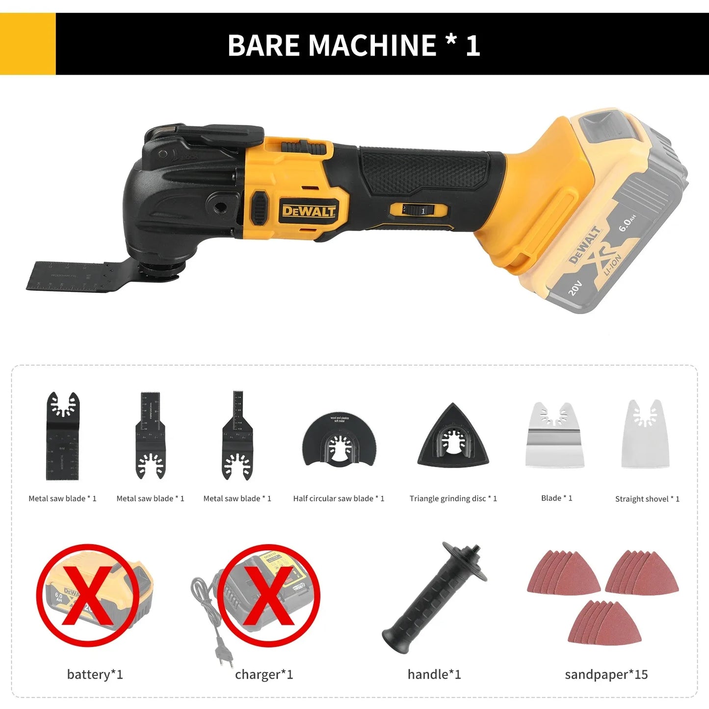 DeWalt Utensile Multifunzione Oscillante Senza Fili 21V Brushless con 5 Accessori Cambio Rapido Senza Attrezzi