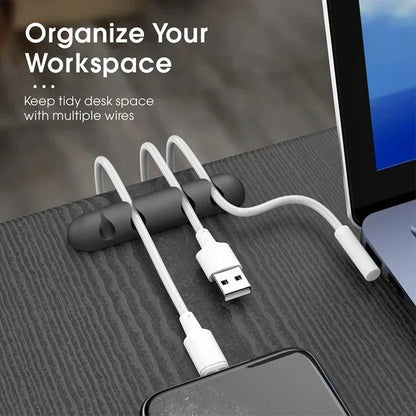 VIKEFON Cavo Cavo Organizzatore di cavi Avvolgicavo USB in silicone Clip di gestione Autoadesive per Mouse Tastiera Auricolare per iPhone