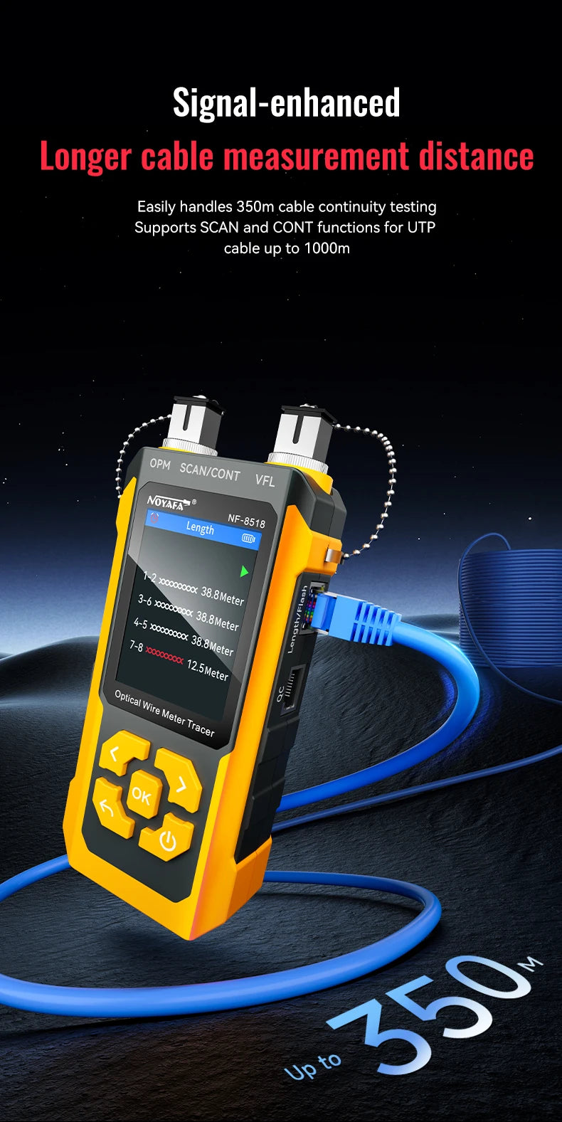 Noyafa NF 8518 Tester di Rete e Localizzatore Cavi Misuratore POE NCV QC e Guasti