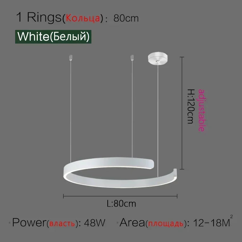 Lampada LED Circolare Sospesa Moderna Oro Rosa Bianco Nero Per Soggiorno E Sala Da Pranzo