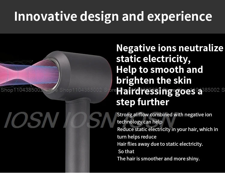 Accessorio Professionale Senza Lame per Asciugacapelli Dyson, Ioni Negativi, Asciugatura Rapida, Potente, per Casa, con Funzione Anti-Crespo, Elettrico