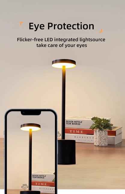 Lampada Da Tavolo Led Ricaricabile Portatile Con Controllo Touch Tre Colori Regolabile Per Camera