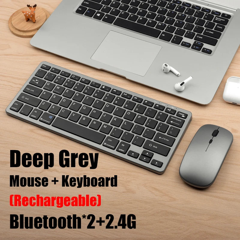 Set tastiera e mouse wireless 2.4G, combo tastiera e mouse Bluetooth 5.0, 2 modalità, mini tastiera e mouse per accessori PC portatili