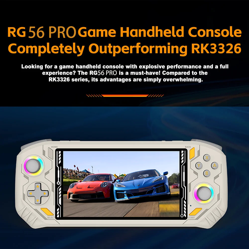 Console di gioco retrò RG56 Pro, avvio ultra rapido, carica tutti i tipi di giochi classici 3D, qualità dell'immagine HD nitida, portatile e leggera.