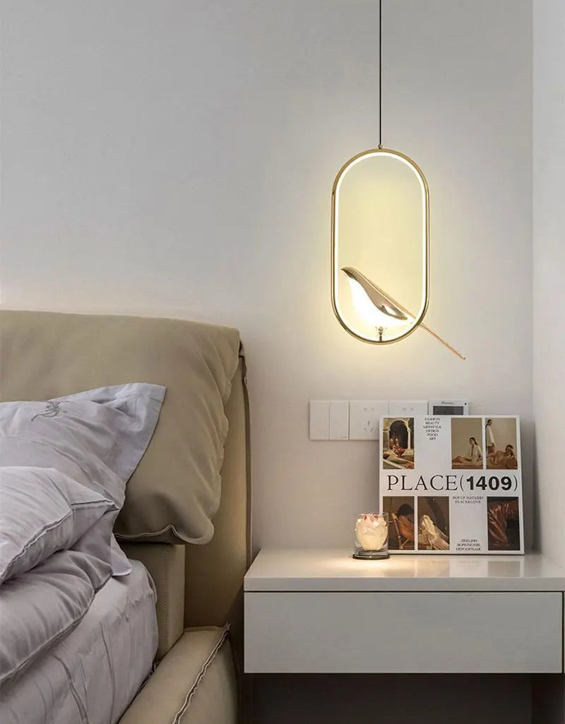 Lampada Sospensione Led Argento Dorato Interni Design Moderno Per Letto e Soggiorno Alimentazione AC 85 265 Volt