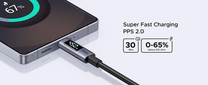 Cavo USB-C PD3.1 240W Ricarica Veloce e Trasferimento Dati, Corpo in Alluminio Nylon Intrecciato
