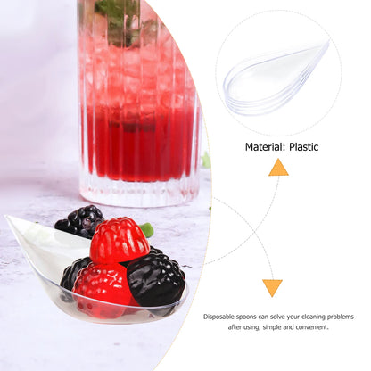 40 pz Mini Cucchiai Da Dessert Liscio Bordo Rotondo Cucchiai Usa E Getta per Gelato Zuppa Sushi Antipasto Servire Catering Forniture