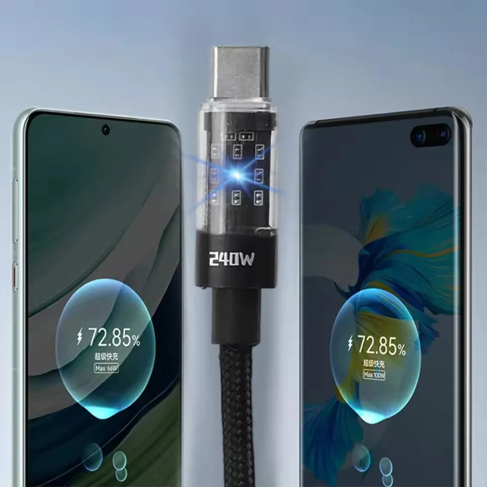 Cavo USB C in Nylon per Ricarica Rapida e Trasferimento Dati con LED Integrato e Durevole