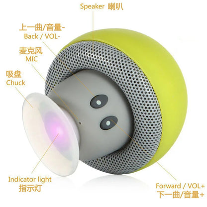 Mini Altoparlante Bluetooth Rosa Portatile Con Design Funghetto E Supporto Ventosa Per Telefono E PC