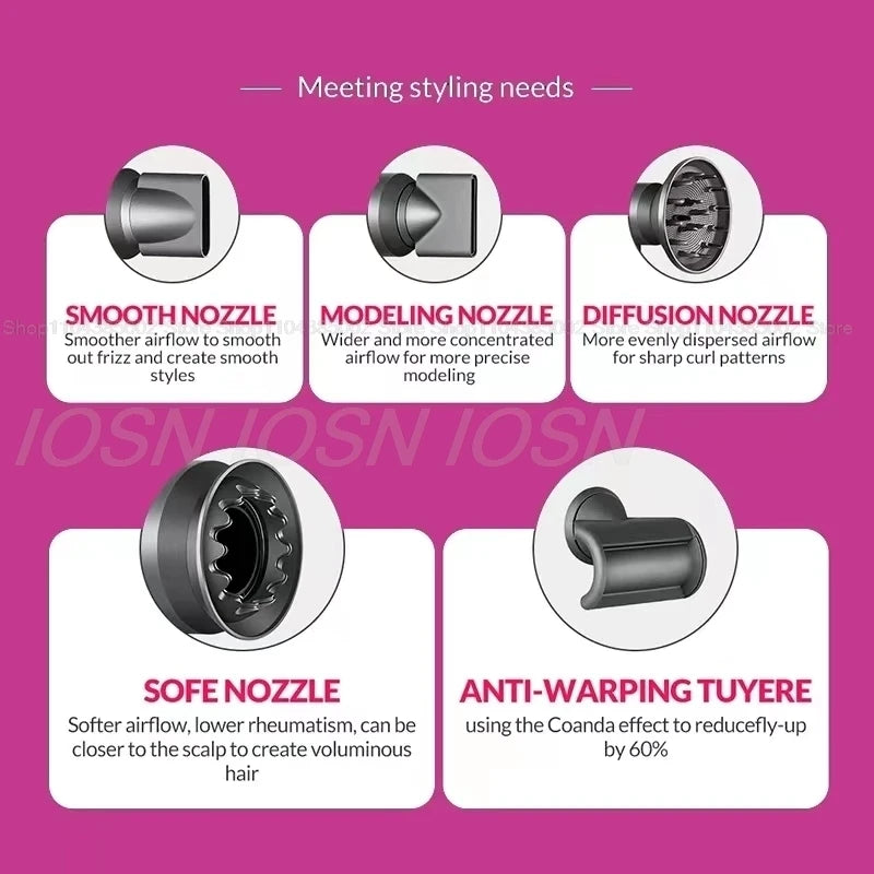 Accessorio Professionale Senza Lame per Asciugacapelli Dyson, Ioni Negativi, Asciugatura Rapida, Potente, per Casa, con Funzione Anti-Crespo, Elettrico
