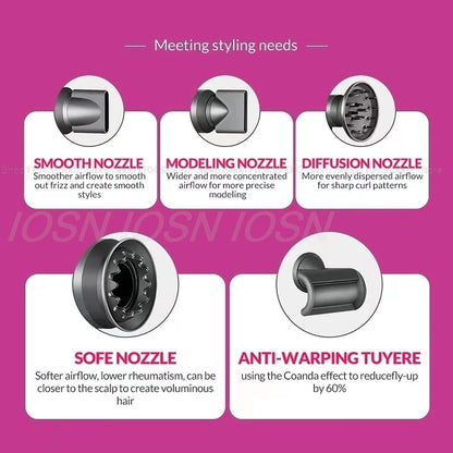 Accessorio Professionale Senza Lame per Asciugacapelli Dyson, Ioni Negativi, Asciugatura Rapida, Potente, per Casa, con Funzione Anti-Crespo, Elettrico