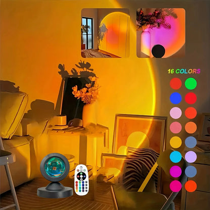 Proiettore Notturno Tramonto Con Telecomando Luce LED RGB Cangiante A 16 Colori Per Camera Da Letto