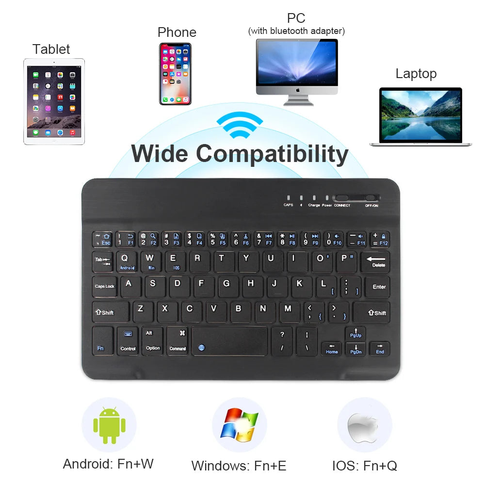 Tastiera Wireless Mini Bluetooth Per Laptop Tablet Smartphone Ricaricabile Compatibile Android iOS Windows