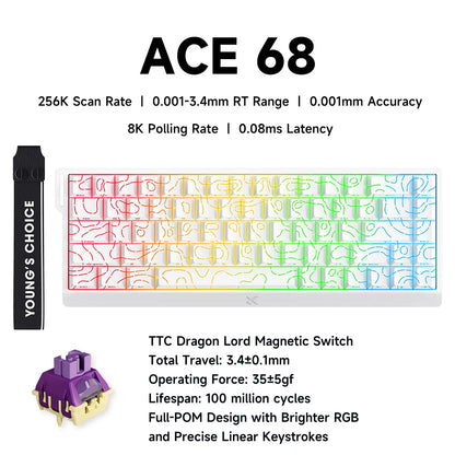 Mchose Ace 68 Tastiera Meccanica Con Interruttore Hall Magnetico Trigger Rapido Programmabile RGB 8K Hz
