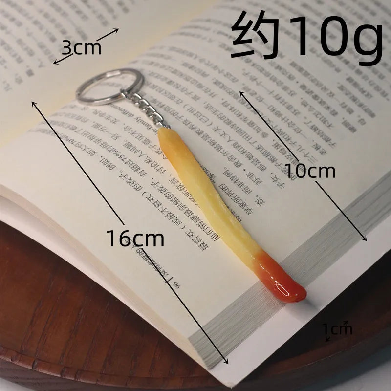 Portachiavi con patatine fritte di pollo fritto, pepite di pollo fritto, cibo simulato, modello giocattolo, portachiavi, borsa per telefono per auto, ciondolo, ornamento regalo