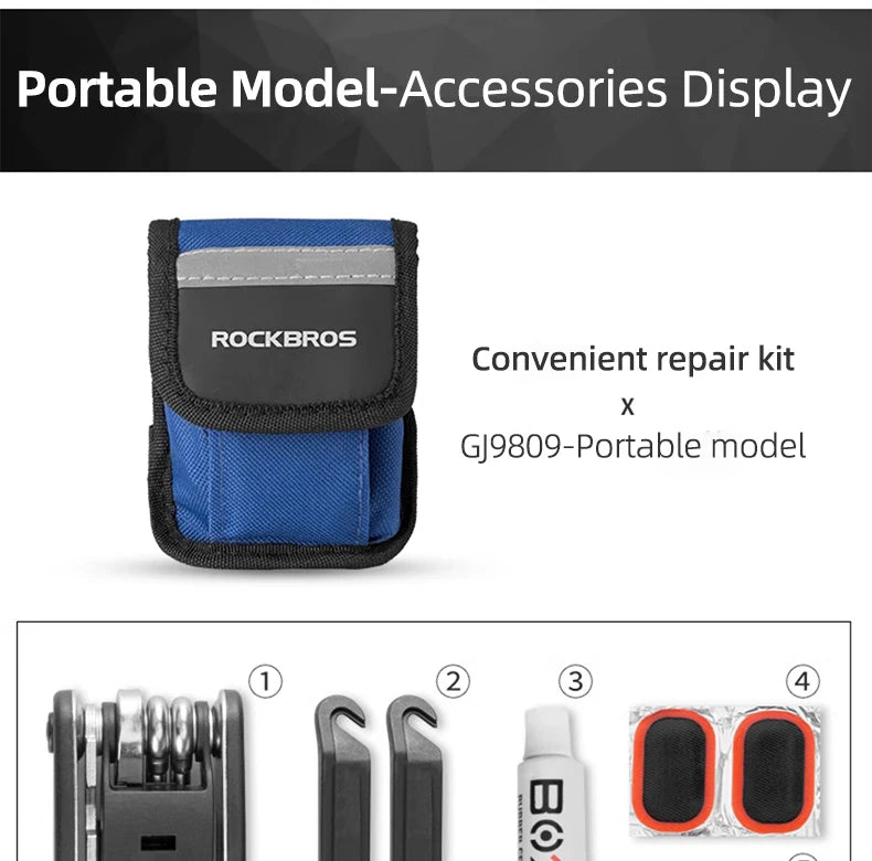 Kit Strumenti Multifunzionali Per Biciclette Rockbros Con Leve Per Pneumatici Riparazione Portatile