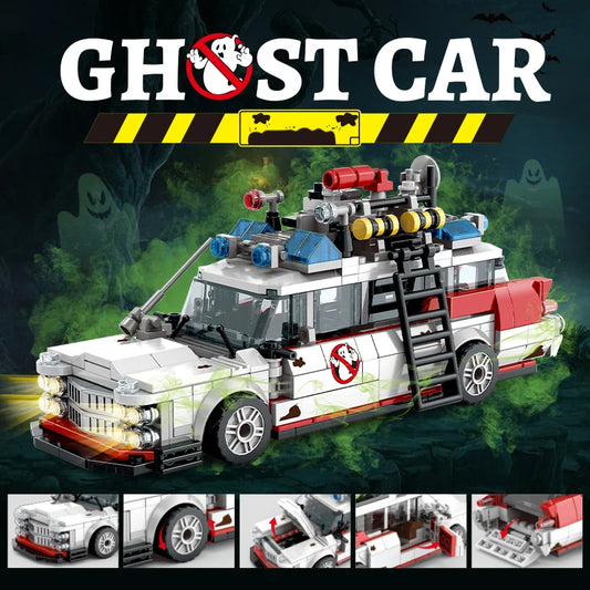 Mini Auto da Corsa Fantasma in Blocchi da Costruzione, 562 Pezzi, Modello MOC, Mattoncini per Auto, Giocattolo Fai-da-Te per Bambini e Adulti, Regalo di Halloween, Natale, Compleanno