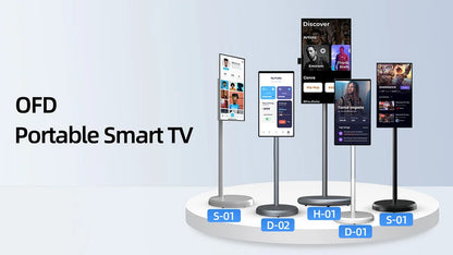 TV LED Smart Android 13 da 21,5 Pollici, 4+64GB, Bianca, Portatile con Ruote, Batteria Ricaricabile, Wi-Fi Interattivo per Palestra Professionale